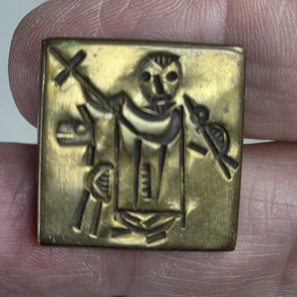 egyptian revival brass cuff links vintage tribal